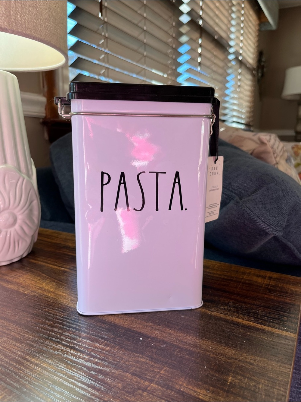 Rae Dunn Pasta Storage Canister - White with Black Lid